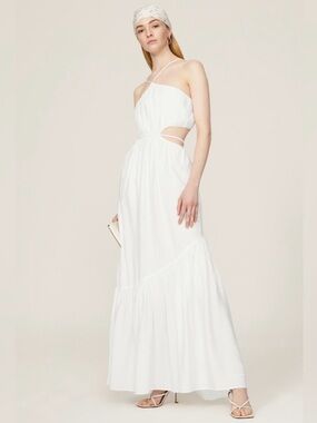 Jonathan Simkhai White Cutout Halter Maxi Dress